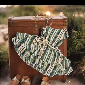 Free People Sleeveless Elongated Stripe Ruffle Minidress size Small